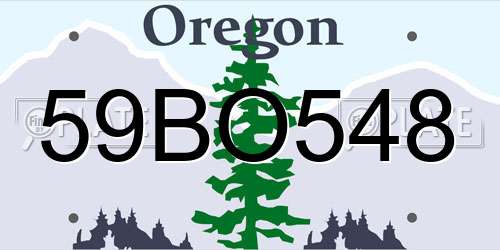 59BO548 Oregon License Plate