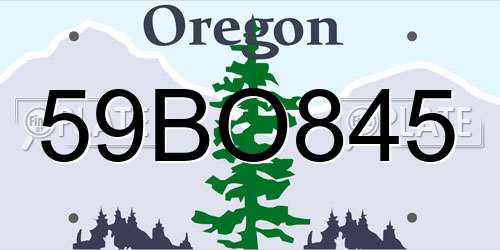 59BO845 Oregon License Plate