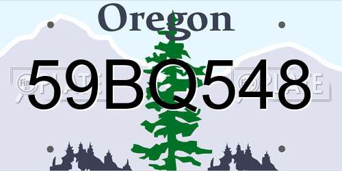 59BQ548 Oregon License Plate