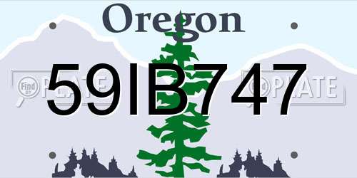 59IB747 Oregon License Plate