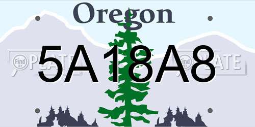 5A18A8 Oregon License Plate
