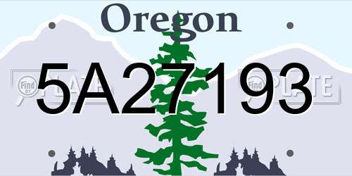 5A27193 Oregon License Plate