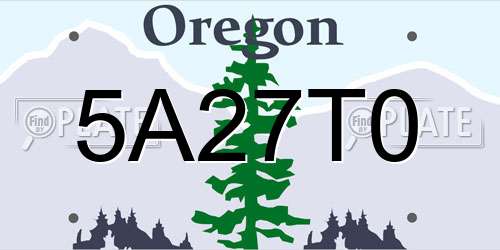 5A27T0 Oregon License Plate