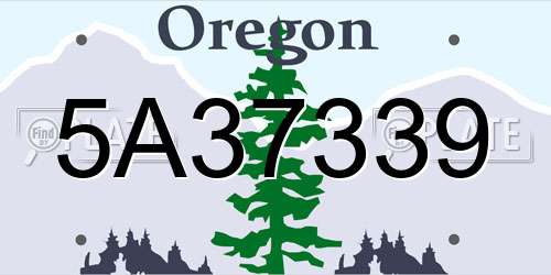 5A37339 Oregon License Plate