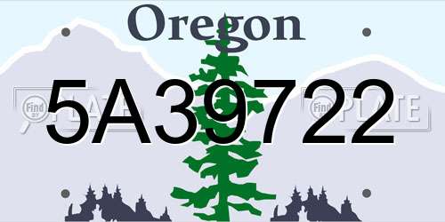 5A39722 Oregon License Plate