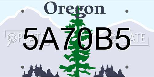 5A70B5 Oregon License Plate
