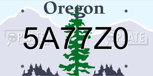 5A77Z0 Oregon License Plate