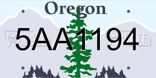 5AA1194 Oregon License Plate
