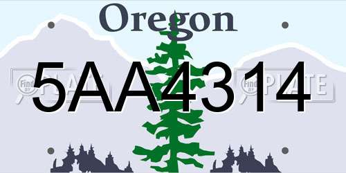 5AA4314 Oregon License Plate