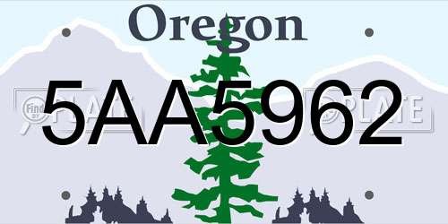 5AA5962 Oregon License Plate