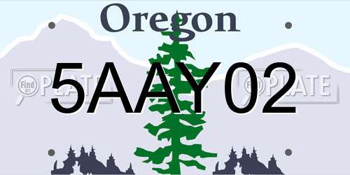 5AAY02 Oregon License Plate