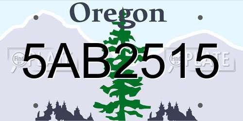 5AB2515 Oregon License Plate