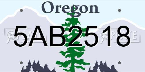 5AB2518 Oregon License Plate