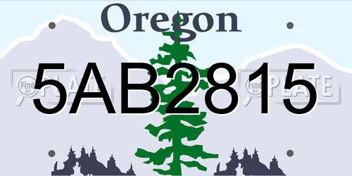 5AB2815 Oregon License Plate