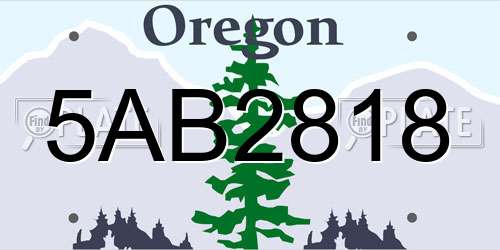 5AB2818 Oregon License Plate