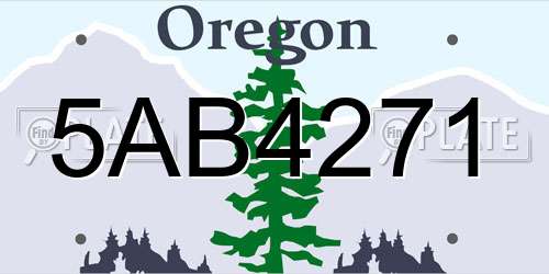 5AB4271 Oregon License Plate