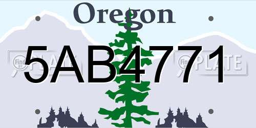 5AB4771 Oregon License Plate