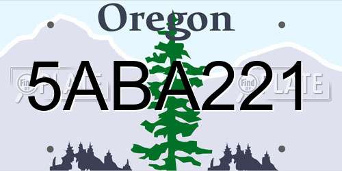 5ABA221 Oregon License Plate