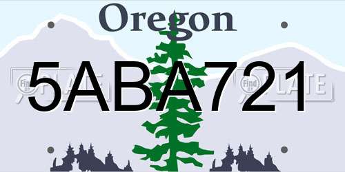 5ABA721 Oregon License Plate