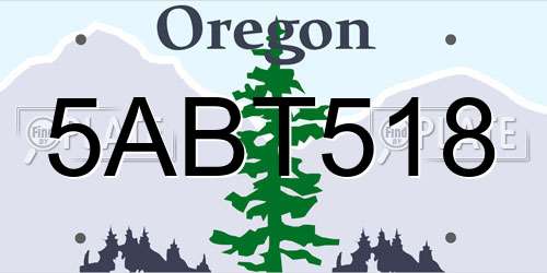 5ABT518 Oregon License Plate