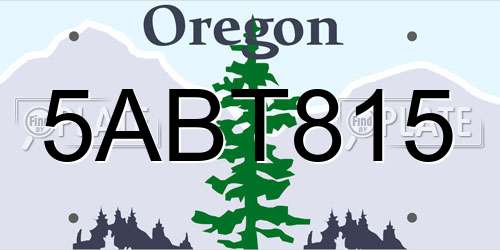 5ABT815 Oregon License Plate