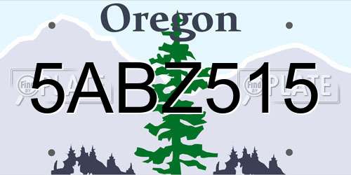 5ABZ515 Oregon License Plate