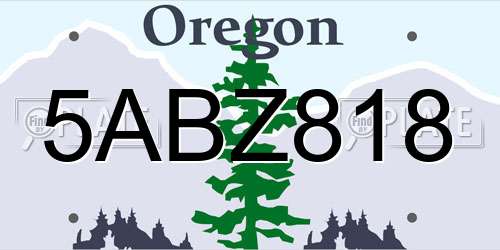 5ABZ818 Oregon License Plate