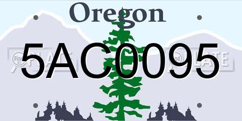 5AC0095 Oregon License Plate
