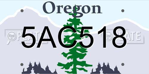 5AC518 Oregon License Plate