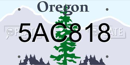 5AC818 Oregon License Plate