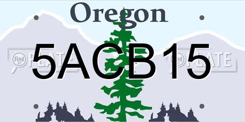 5ACB15 Oregon License Plate