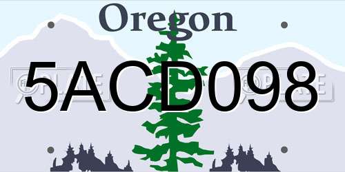 5ACD098 Oregon License Plate