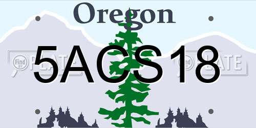 5ACS18 Oregon License Plate