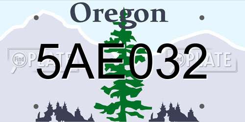 5AE032 Oregon License Plate