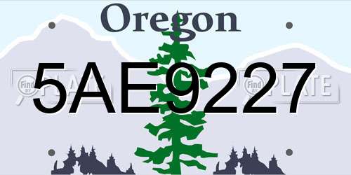 5AE9227 Oregon License Plate