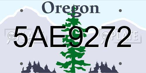 5AE9272 Oregon License Plate