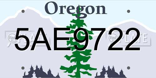 5AE9722 Oregon License Plate