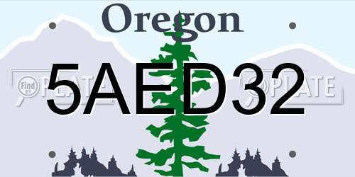 5AED32 Oregon License Plate