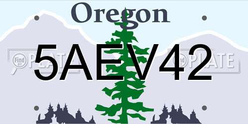 5AEV42 Oregon License Plate