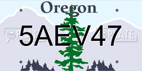 5AEV47 Oregon License Plate