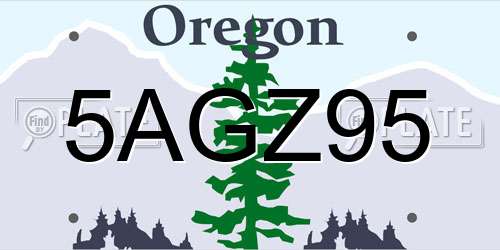 5AGZ95 Oregon License Plate