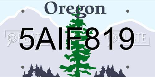 5AIF819 Oregon License Plate