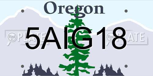 5AIG18 Oregon License Plate