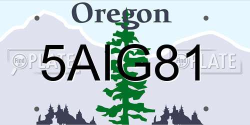 5AIG81 Oregon License Plate