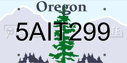 5AIT299 Oregon License Plate