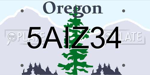 5AIZ34 Oregon License Plate