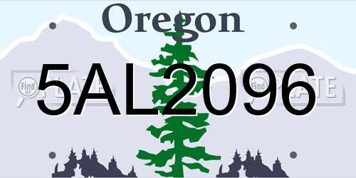 5AL2096 Oregon License Plate