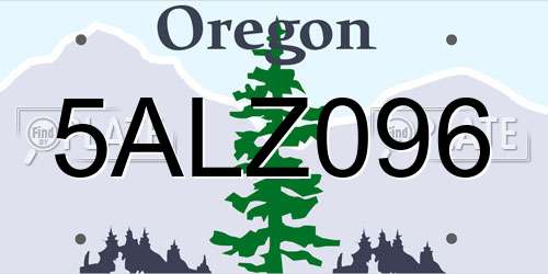 5ALZ096 Oregon License Plate