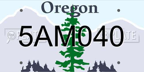 5AM040 Oregon License Plate