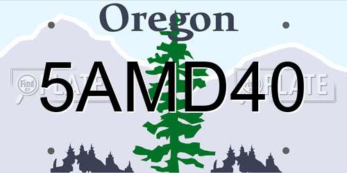 5AMD40 Oregon License Plate